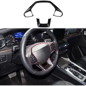Korlot Carbon Fiber Style Interior Steering Wheel Cover Trim Accessories for 2020-2024 Ford Explorer