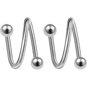 2Pcs Titanium G23 20g Spiral Barbell Piercing Jewelry Cartilage Tragus Helix Lip 3mm Ball More Choices