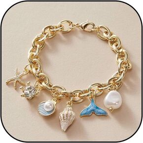 Gold Charm Bracelet Starfish Bracelet Beach Jewelry Starfish Jewelry Bohemian Starfish Bracelet Hawaiian Beach Accessories for Women Summer Jewelry