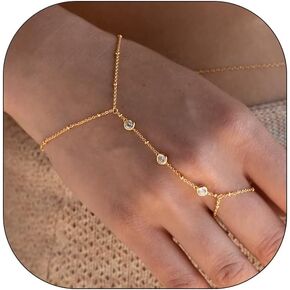 Ring Bracelet Hand Chain Bracelet for Women Adjustable Rhinestone Finger Ring Hand Chain Simple Hand Chain Finger Chain Bracelets Jewelry