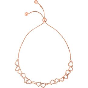 Savlano 925 Sterling Silver 14K Gold Plated Solid Adjustable Bolo Slider Heart Link Chain Bracelet Comes With Gift Box for Women - Made in Italy