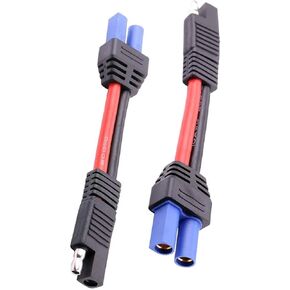 (2-Pack) SAE to EC5 Male Plug Quick Connection Adapter Connector, Suitable for Solar Battery Car Battery -10AWG 15cm