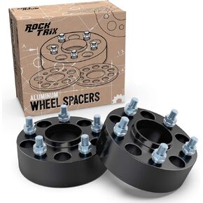 فواصل عجلات RockTrix 2 بوصة Hubcentric 5x5 إلى 5x5 (تجويف 71.5 مم، مسامير 1/2x20) متوافقة مع Jeep 99-10 Grand Cherokee WJ WK، 07-18 Wrangler JK JKU، 06-10 Commander XK - أسود 50 مم 5x127 قطعتان