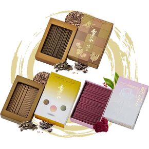 Hasegawa Premium Japanese Smokeless Mini Incense 3-Variety Pack - Tranquil Essence, Gentle Aloeswood, and Floral Rose Scents | Compact Japanese Incense Blends for Meditation & Relaxation