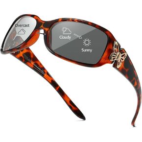 SIPHEW Photochromic Polarized Sunglasses for Women, Trendy Shades Butterfly Decors UV400 Protection for Driving Outdoors