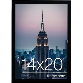 Frame Amo Black 19x25 Picture or Poster Frame, 1 inch Wide Border, Smooth Finish, Acrylic Front