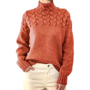 Sweaters for Women 2025 Fall Winter Turtleneck Long Sleeve Knit Pullover Solid Jumper Tops