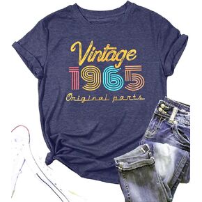 60th Birthday Shirt Women Vintage 1965 T-Shirt Sixty Birthday Party Tee 60 Years Old Birthday Gifts Short Sleeve Top