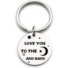 Couple Key Chain Gift Love You To The Moon And Back Lovers Key Ring Gift Inspirational Gift for Husband Wife Mum Dad Daughter Son Key Chain Pendant Gift Birthday Mother's Day Father's Day Gift