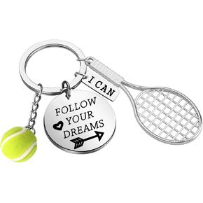 BNQL Tennis Keychain Gifts for Tennis Players Tennis Team Gifts for Tennis Lover Tennis Balls Keychain (tennis keychain FOLLOW YOUR)