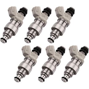 SCITOO Fuel Injectors Kits, 4 Hole OEM Gray 23250-62030 Fuel Injector fit 1995 1996 1997 1998 T-oyota T100 Tacoma 3.4L,1996 1997 1998 T-oyota 4Runner 3.4L,1996 T-oyota Tacoma 2.7L(Set of 6)