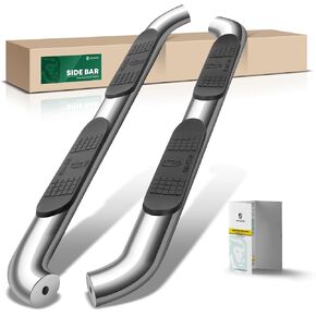 YHTAUTO 3 Inch Running Boards Side Steps Compatible with Jeep Wrangler 2018-2024, 2-Door SUV, Round Stainless Steel Polished Chrome, Cab Side Step Rails Off-Road Exterior Accessories, Set of 2