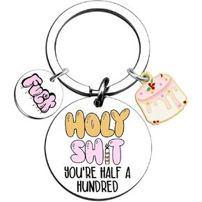 Aisity 50th Birthday Gifts For Her Woman Best Friend Funny Gifts For Women Turning 50 Unique Birthday Keychain Gifts For Her Cool Cute Stuff 50th Birthday Gifts Ideas