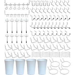 FRIMOONY Pegboard Hooks, with Plastic Holders, Peg Locks, for Organizing Various Tools, 111 PCS, 30 of Which are Locks