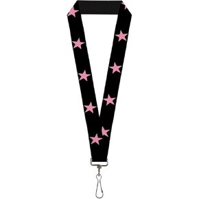 Buckle-Down Lanyard-1.0"-Star Black/Pink