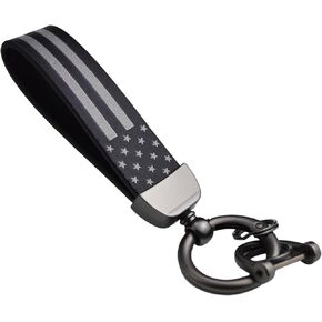 Zorratin American Flag Leather Car Keychain w/Metal Ring US Stars Stripes for Chevrolet GM Ram Ford Dodge Jeep Chrysler Lincoln