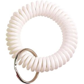 Spriral Wrist Coil Keychain 10 pcs Stretchable Key Ring Band Keychain Gym Swimming (White)