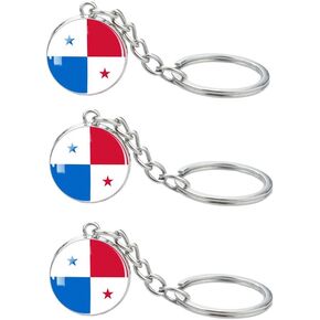 3 Pcs Panama Flag Key Chain,Cool Keychain for Car Keys, Stainless Steel Keyrings & Keychains,Used for Home Decoration, Jewelry Hanging Decorations.