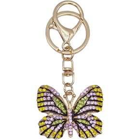 Cute Crystal Rhinestone Butterfly Car Key Chain Ring Charm Butterfly Keychain Pendant For Women Girls Backpack Purse
