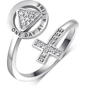 Sobriety Rings 925 Sterling Silver Sobriety Gifts for Women Alcoholics Anonymous Gifts Jewelry for Women