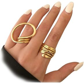 FUTIMELY Chunky Gold Finger Rings for Women Adjustable Silver Statement Joint Rings Open Knuckle Thumb Rings Minimalist Jewelry Accessories