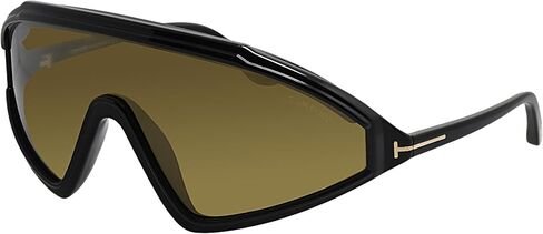 نظارات شمسية توم فورد FT 1121 01G ذات غلاف بلاستيكي أسود وعدسات مرآة بنية فاتحة in Kuwait