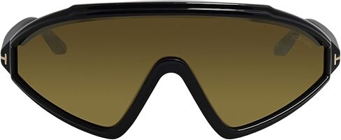 نظارات شمسية توم فورد FT 1121 01G ذات غلاف بلاستيكي أسود وعدسات مرآة بنية فاتحة in Kuwait