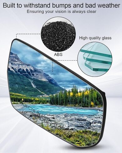 Driver Side Heating Mirror Glass Fit for Chevrolet Chevy Malibu 2016-2021, Rearview Left Side Mirror Glass with Plastic Back Plate in Saudi Arabia