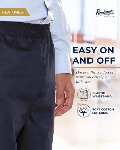 Pembrook Mens Elastic Waist Pants for Seniors - Elderly Elastic Waist Pants Men | Relax Fit Elastic Waist Jeans for Men in Saudi Arabia