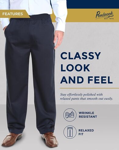 Pembrook Mens Elastic Waist Pants for Seniors - Elderly Elastic Waist Pants Men | Relax Fit Elastic Waist Jeans for Men in Saudi Arabia
