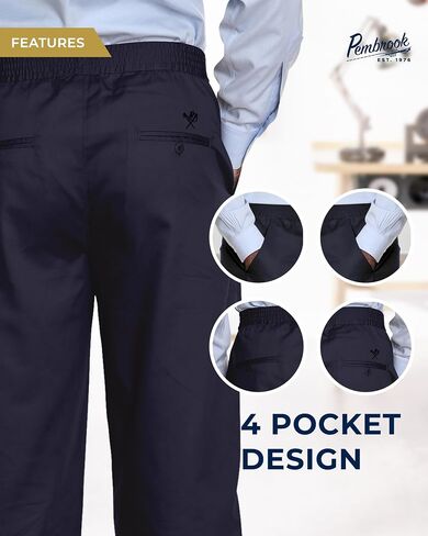Pembrook Mens Elastic Waist Pants for Seniors - Elderly Elastic Waist Pants Men | Relax Fit Elastic Waist Jeans for Men in Saudi Arabia