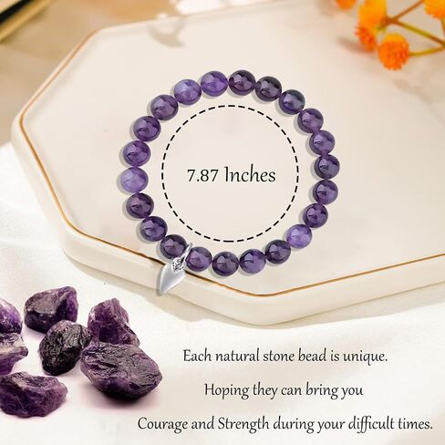 Sympathy Gift for Loss of Loved Ones, Grief Gifts for Women, Natural Stone Healing Amethyst Remembrance Bracelet, Memorial Bereavement Jewelry Gifts for Women Girl in Saudi Arabia