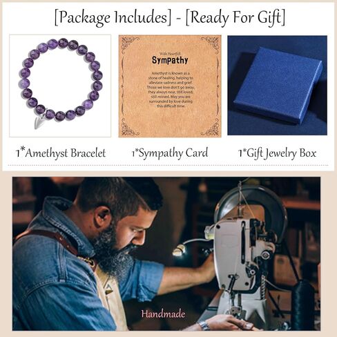 Sympathy Gift for Loss of Loved Ones, Grief Gifts for Women, Natural Stone Healing Amethyst Remembrance Bracelet, Memorial Bereavement Jewelry Gifts for Women Girl in Saudi Arabia