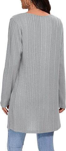 Women's Fall Casual Open Front Long Cardigan Loose Lightweight Cardigans with Pockets in Saudi Arabia