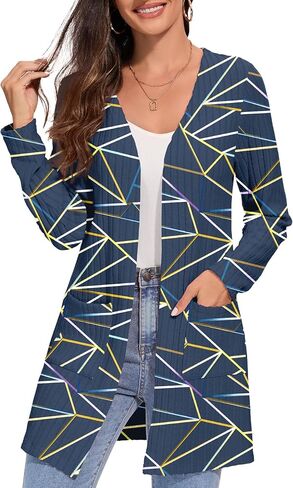 Women's Fall Casual Open Front Long Cardigan Loose Lightweight Cardigans with Pockets in Saudi Arabia