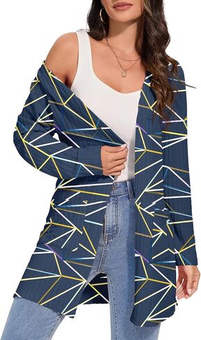 Women's Fall Casual Open Front Long Cardigan Loose Lightweight Cardigans with Pockets in Saudi Arabia