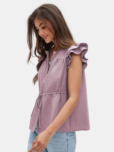 بلوزات نسائية بأزرار للأسفل من EXLURA بأكمام قصيرة وفتحة رقبة دائرية 2025 قطع علوية صيفية برباط بيبلوم قمصان عمل أنيقة in Kuwait