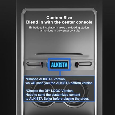 for Tesla USB Hub for Tesla Model 3 Model Y 2021 2022 2023 Accessories, Fast Charge with Cable Adapter Retractable Docking Station of Center Console for Tesla Interior Accessories (Logo) in Saudi Arabia