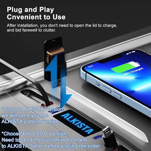 for Tesla USB Hub for Tesla Model 3 Model Y 2021 2022 2023 Accessories, Fast Charge with Cable Adapter Retractable Docking Station of Center Console for Tesla Interior Accessories (Logo) in Saudi Arabia