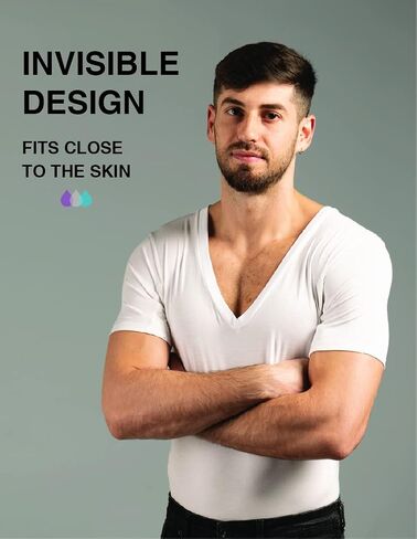 Men’s Undershirts - Sweatproof Shirts Men with Underarm Sweat Pads - White in Kuwait