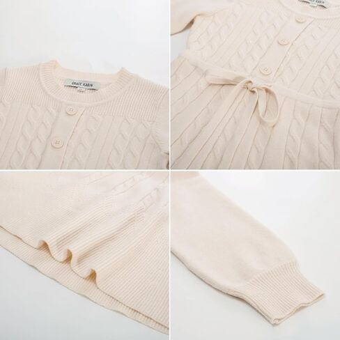 GRACE KARIN Girls Sweater Dress Fall Winter Long Sleeve Kids Fashion Drawstring Waist Cable Knit Dresses Size 5-12 in Saudi Arabia
