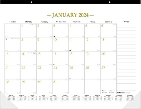 تقويم لوحة مكتب شهري من Blueline® 2025 Gold Collection، 12 شهرًا، من يناير إلى ديسمبر، 22 بوصة × 17 بوصة، ذهبي كلاسيكي، إنجليزي (C199003-25) in Saudi Arabia