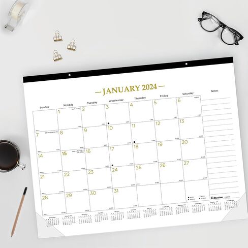 تقويم لوحة مكتب شهري من Blueline® 2025 Gold Collection، 12 شهرًا، من يناير إلى ديسمبر، 22 بوصة × 17 بوصة، ذهبي كلاسيكي، إنجليزي (C199003-25) in Saudi Arabia