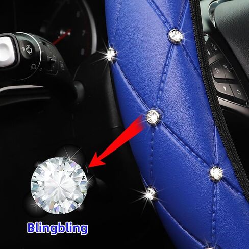 Bling Elastic Stretch Car Steering Wheel Cover, 14.5-15 Inch Crystal Rhinestone Vehicle Steer Wheel Protector, Anti-Slip Diamond Auto Interior Accessories, Universal for Most Cars (Black) in Saudi Arabia