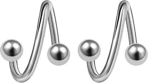 2Pcs Titanium G23 20g Spiral Barbell Piercing Jewelry Cartilage Tragus Helix Lip 3mm Ball More Choices in Saudi Arabia