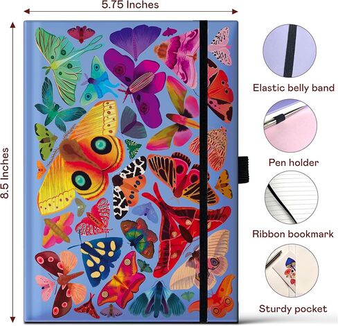 دفتر يوميات Elena Essex مبطن بالكريم مقاس A5 للنساء والرجال / 160 صفحة/ مسطرة جامعية / ورق سميك 160 جرامًا للمتر المربع / مجلات غلاف فني للنساء / مجلات للكتابة / دفتر ملاحظات للعمل وتدوين الملاحظات - الزهور in Kuwait