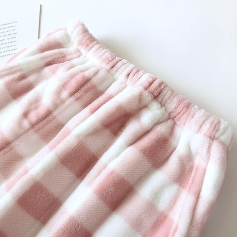 Womens Plaid Fluffy Pajama Pants Fuzzy Fleece Cozy Lounge Pants with Pockets Winter Warm Pj Bottoms in Kuwait