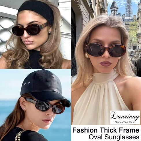 Retro Oval Sunglasses for Women Small Face 90s Vintage Cute Cat Eye Sun glasses Black in Kuwait