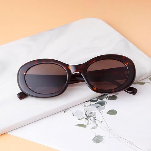 Retro Oval Sunglasses for Women Small Face 90s Vintage Cute Cat Eye Sun glasses Black in Kuwait