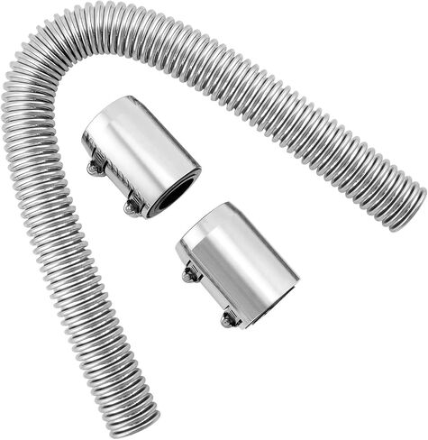 QWORK Universal 24-Inch Flexible Stainless Steel Radiator Hose Kit with Polished Aluminum Ends and Rubber Sleeves – Compatible with 1-1/4" Neck in Saudi Arabia